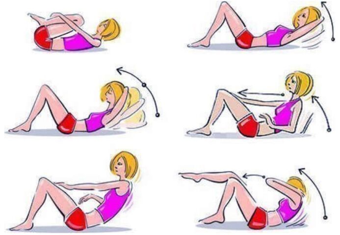 Eine Reihe von Übungen, die beim Abnehmen im Bauch und an den Seiten helfen. 
